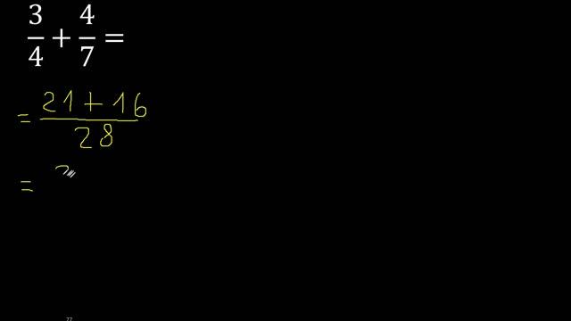 3/4 mas 4/7 . Suma de fracciones heterogeneas , diferente denominador 3/4+4/7 смотреть онлайн
