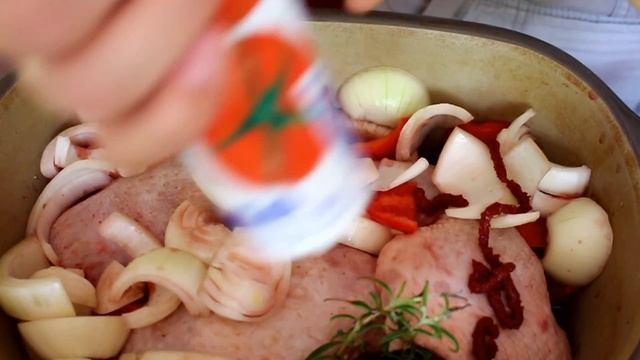 курица в вине/Hähnchen in Wein