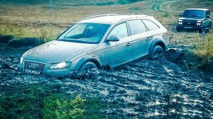 ПЕРВЫЕ ПРОБЛЕМЫ. AUDI A4 ALLROAD едет вслед за ГЕЛИКОМ на бездорожье