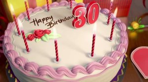 Футаж торт со свечами на День рождения: 30 лет