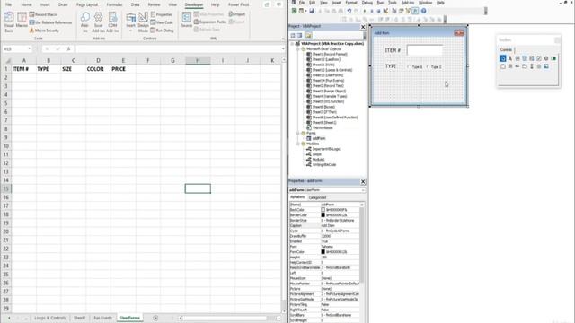 Excel VBA UserForms: Adding Controls Step by Step