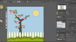 SPRING COMPOSITION IN PAPER CUT OUT STYLE. ADOBE ILLUSTRATOR TUTORIAL.