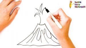 How To Draw A Volcano Step By Step ? Volcano Drawing Easy