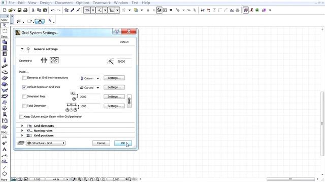 Создание Сетки Осей с криволинейными Балками смотреть онлайн