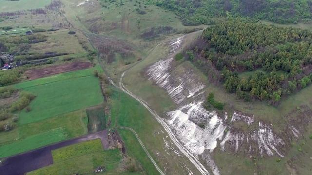 4К аэросъемка. Меловые горы и красивая природа Белгородской области,  Шебекинский район.