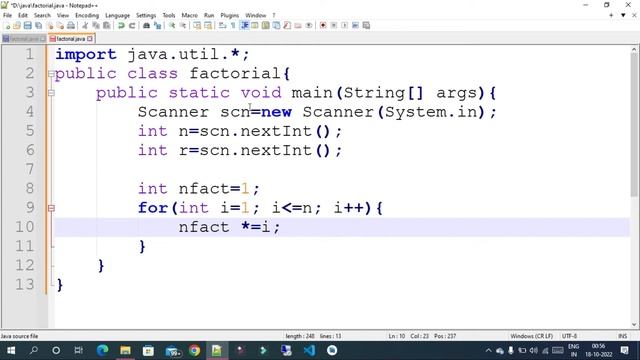 Factorial program in java. ||#factorial смотреть онлайн