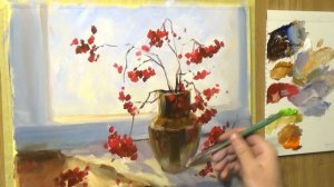 #54 Зимний НАТЮРМОРТ МАСЛОМ. Как нарисовать калину. How to Paint a Still Life with Werries in Oil
