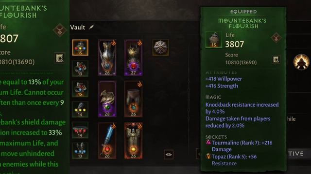 Diablo Immortal Crusader vault and bg build