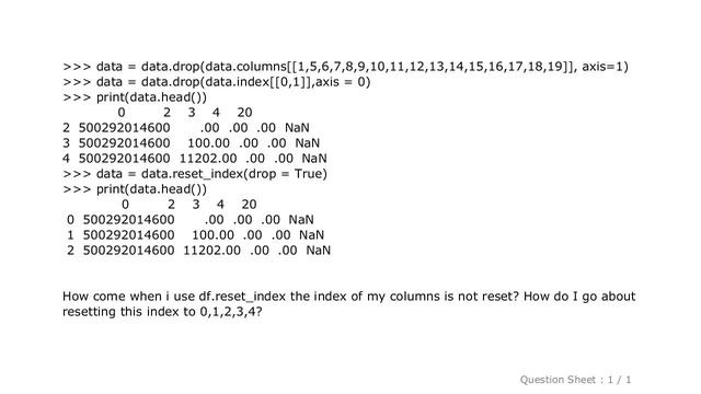 Pandas : Reset Column Index Pandas? смотреть онлайн