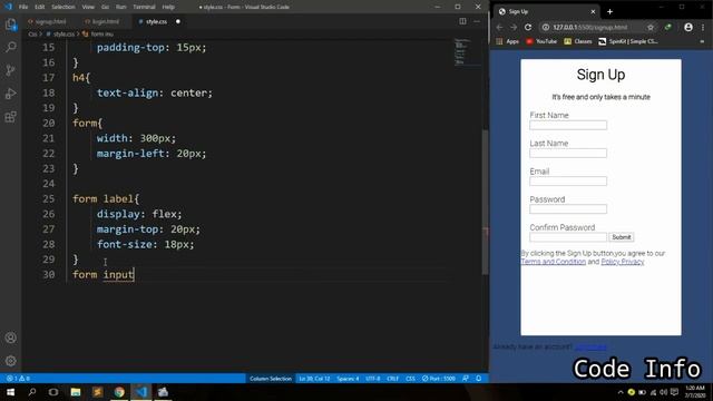 How to create Sign up & Login form with HTML and CSS | Easy tutorial | By Code Info смотреть онлайн