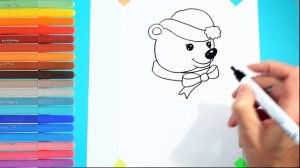 Как нарисовать белого рождественского медведя. Простой рисунок. How to draw a white Christmas bear