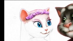 Раскрашиваем  Говорящий Том и Анжела Свадьба Волшебная Раскраска для детей