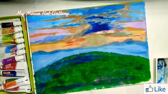 Nature Scenery Painting I How to paint I Как рисовать пейзажи природы картина Iアクリル絵の具で風景を描く方法 смотреть онлайн