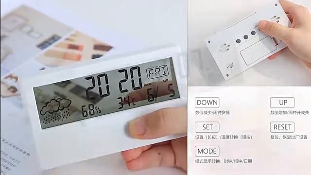 Настольные прозрачные часы с гидрометром AngCan YQ688 White