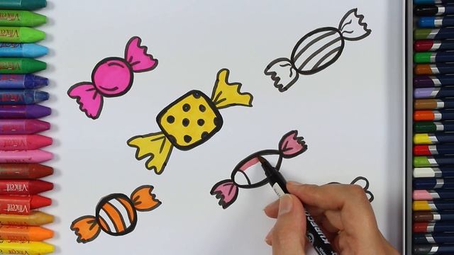 Как рисовать конфеты ? | Конфеты | Раскраски | Как рисовать и окрашивать детей смотреть онлайн