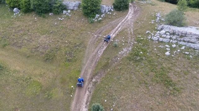 Прогулка на квадроциклах. Вид с квадрокоптера смотреть онлайн