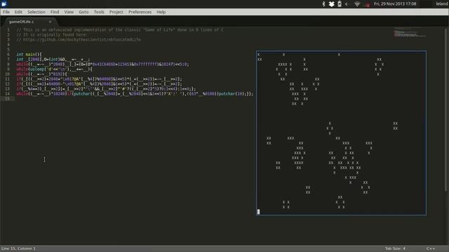 Obfuscated C - Game Of Life смотреть онлайн