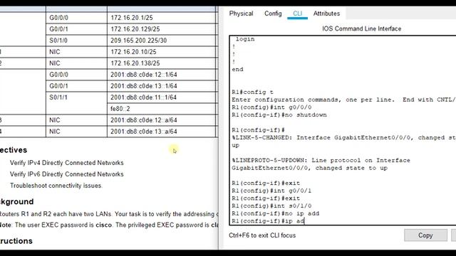 Packet Tracer 1.5.10 - Verify Directly Connected Networks