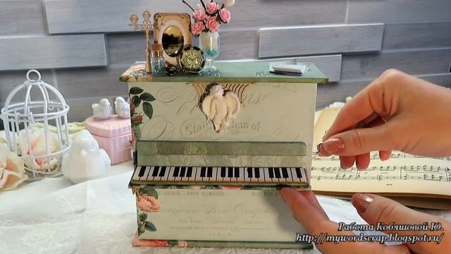 Музыкальная шкатулка в виде пианино. Обзор готовой работы. смотреть онлайн