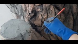 Имитация коры дерева. Дерево из бетона. Какие заказы бывают у художника и как их реализовать.