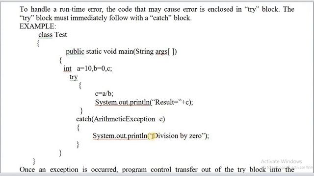 TRY AND CATCH WITH EXAMPLE IN JAVA EXCEPTION HANDLING смотреть онлайн