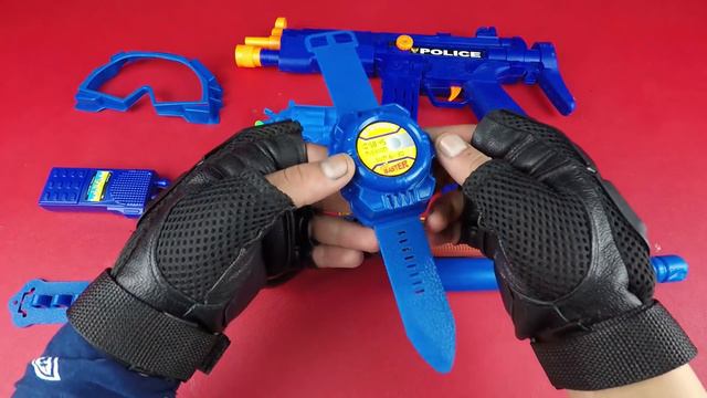 Police Toy Weapons Blue Color - Toy Rifle Toy Shotgun - Toy Equipments -Video for Kids! смотреть онлайн