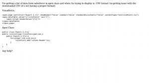 Salesforce: Creating CSV file through Visualforce and apex