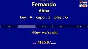 Fernando - Abba  ( Karaoke & Easy Guitar Chords  ) Key :  A  Capo : 2  เล่น G