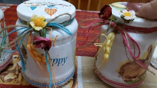 пасхальные баночки с декупажем для подарка