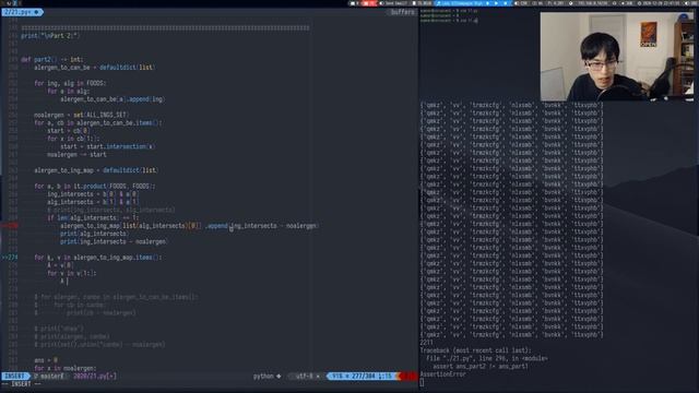 Advent of Code 2020 - Day 21 | !advent !python (1489*, 1837**)