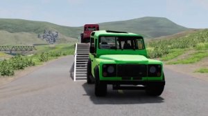 Flatbed Trailer Tractor Truck COLOR POLICE CARS TRANSPORTING WITH TRUCKS - BeamNG.drive