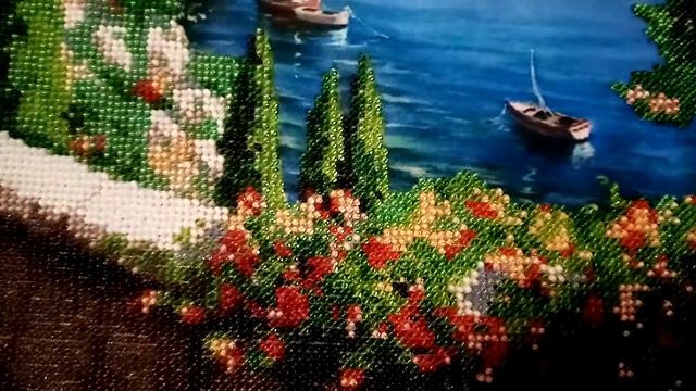 Вышивка на атласе бисером. Картина "Ривьера" смотреть онлайн