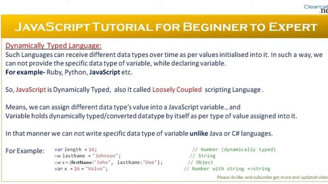 JavaScript- Datatypes and Variables | Part-5| Undefined Vs Null, Statically & Dynamically Typed
