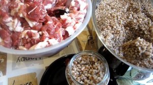 #ТУШЁНКА с гречкой. В духовке. БАНКА  до верху наполнена. #Мясной сок -  прозрачное янтарное желе.