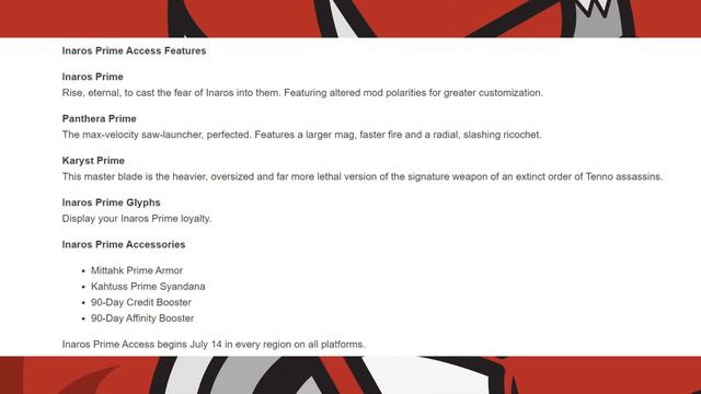 Inaros Prime Access Preview & Vaulted Items (Warframe) смотреть онлайн