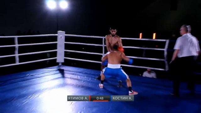 Шоу бокса Epic Hero. Ятимов Ахмат (красный) - Костин Алексей (синий). 65 кг. Бой 1