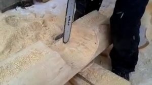 Запил чашки в оцилиндрованном бревне