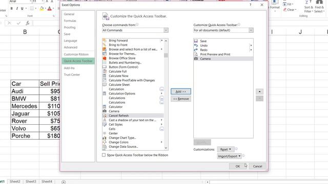 Add Camera to Take a Picture of Excel Data - Microsoft Excel Bangla