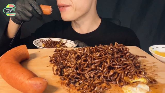 ASMR  짜파게티& 킬바사 소시지 최고의 조합  KIELBASA SAUSAGES, BLACK BEAN NOODLES  Realsound EatingShow Eating soun