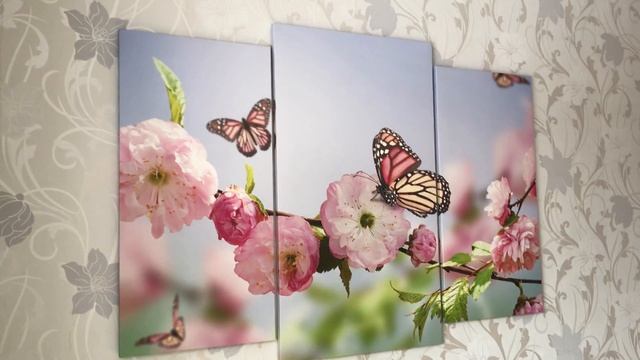 Модульная картина триптих на холсте с изображением цветов смотреть онлайн