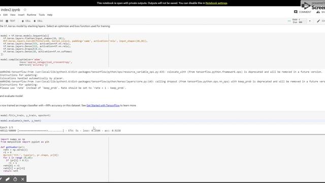 Эксперимент с распознаванием цифр в Google Colaboratory