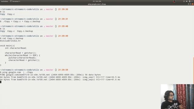C Live Coding on Linux  : In just 5 lines, Create a c application to copy files of any kind.