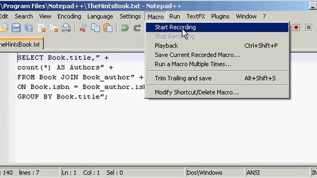 The Hints Book: Notepad++ text parsing - cleaning SQL query from Java code смотреть онлайн
