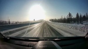 TrendVision DriveCam Real 4K Signature зима  трасса  против солнца