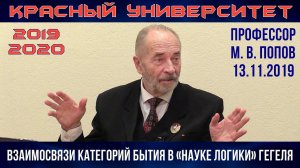 Взаимосвязи категорий бытия в «Науке логики» Г. Гегеля. М.В.Попов. Красный университет. 13.11.2019.