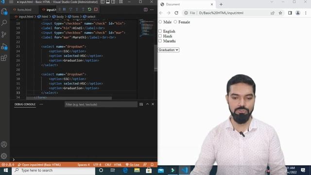 HTML input tag Part2| Radio, Checkbox, Dropdown List, Color, File Upload, Submit Image Button | #h4