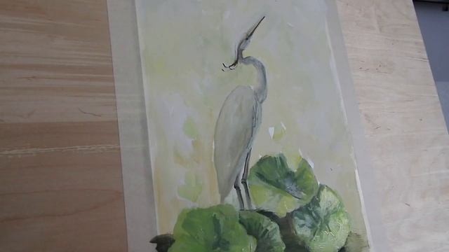 Как нарисовать цаплю, журавля или аиста. Рисунок птицы гуашью. смотреть онлайн