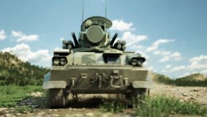 Работа ЗПРК "Тунгуска-М1" по прикрытию колонны военной техники