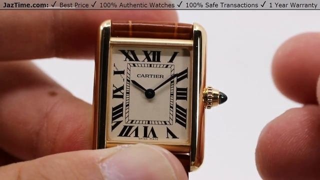 ▶ Cartier Tank Louis Cartier Small Quartz Yellow Gold Silver Dial Leather Strap W1529856 - REVIEW