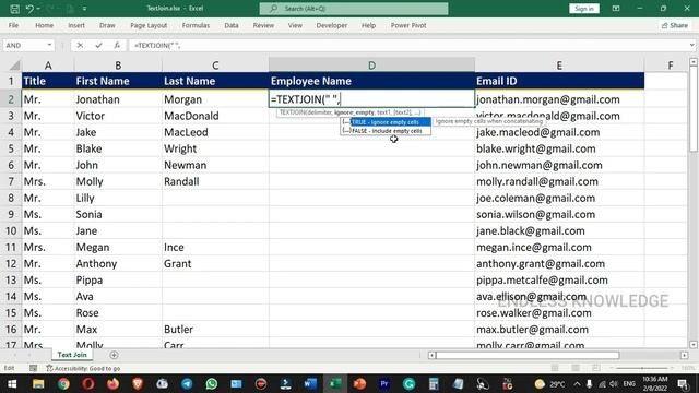 TextJoin Function in Excel in Tamil